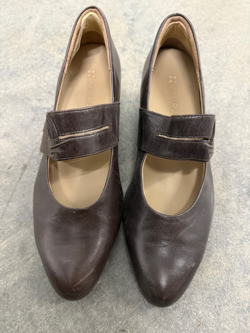 Ziera Women's Dark Brown Mary Jane Strap Flats